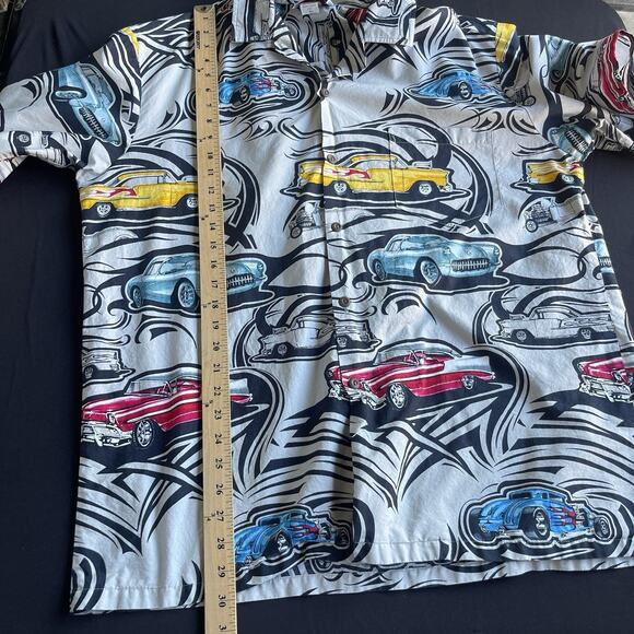 Pacific Legends Men Hawaiian Button Up Shirt Extra Large XL Cotton Car Print USA - Picture 8 of 9